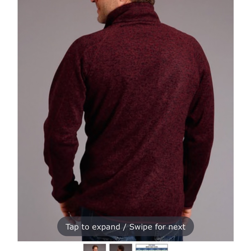 Stetson Men's Burgundy Rugged 1/4 Zip Sweater, 2XL - Picture 2 of 11